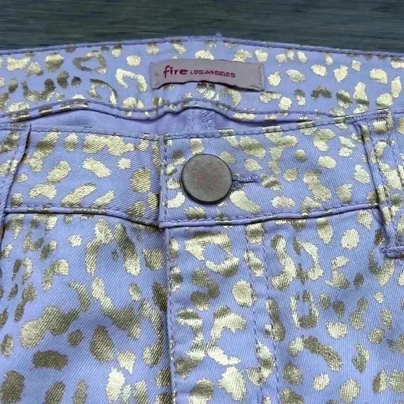 🌸3/$30🌸FIRE Los Angeles | Lilac purple and gold sparkle cheetah jeggings - Picture 6 of 9